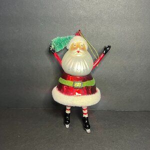 Whimsical Decorative Glass Santa Claus w/ Ice Skates Christmas Tree Ornament 6"